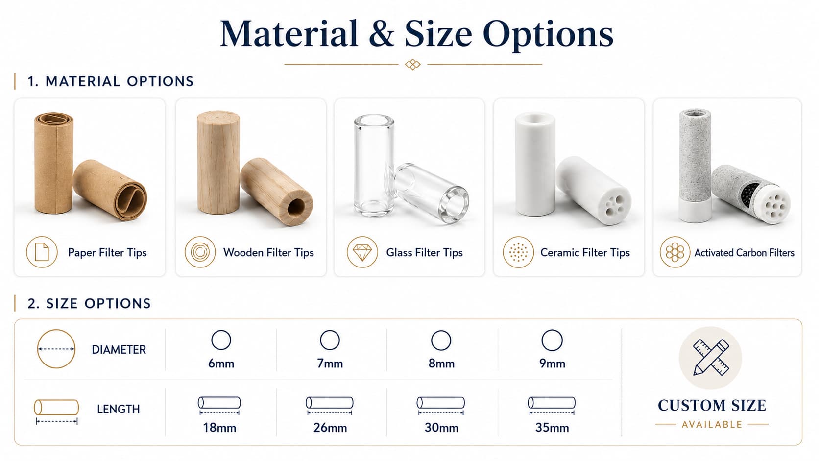 flared-lip glass filter tips 13mm